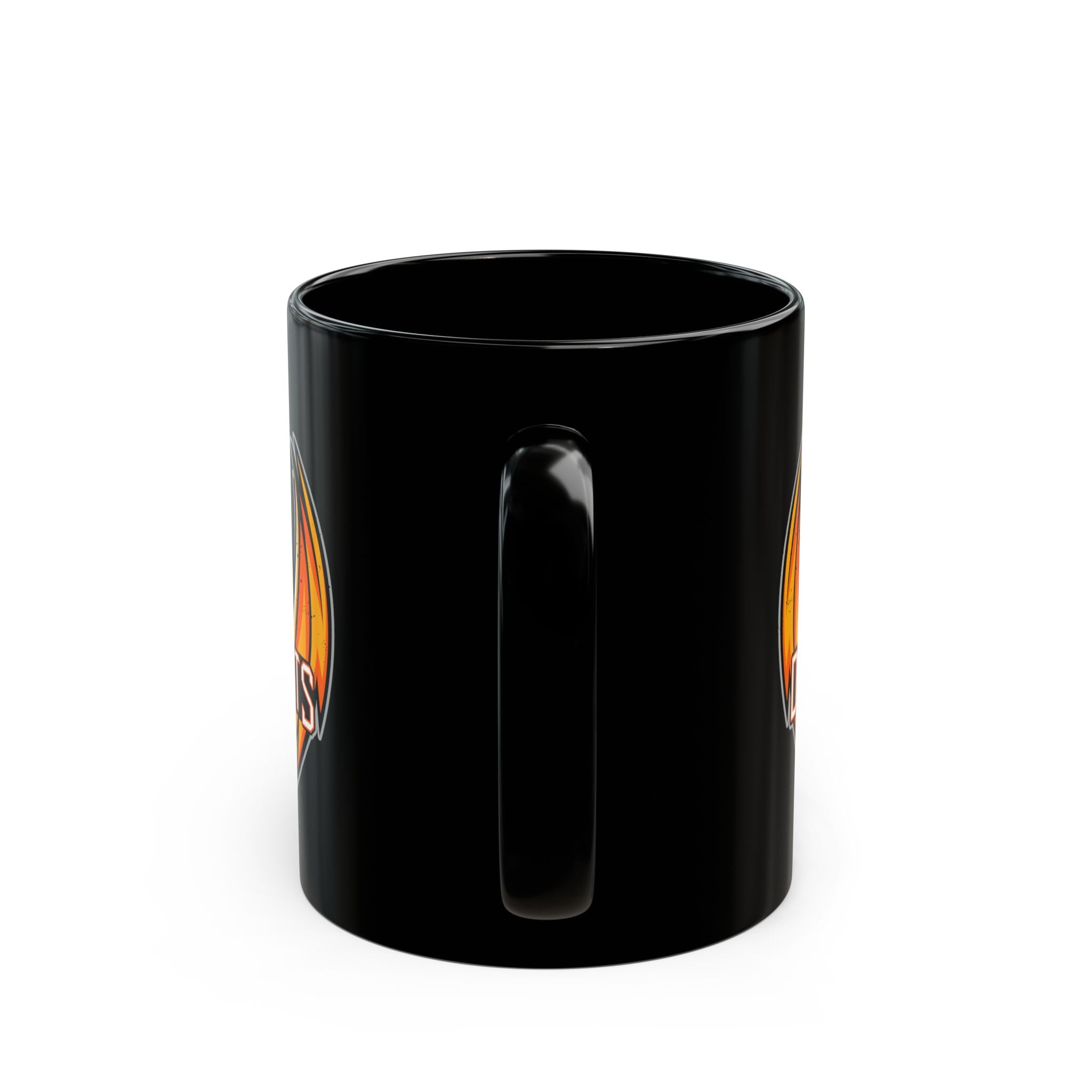 Dragon Logo Coffee Mug — 'D20 QUESTS' Black Ceramic Mug (11oz & 15oz)