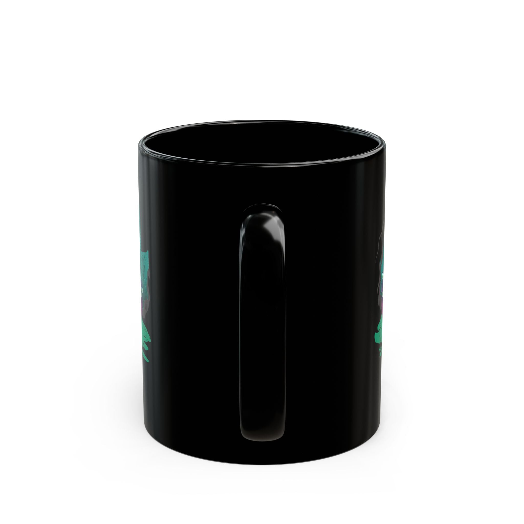Beholder Black Mug — Cute Creepy One-Eyed Creature Coffee Cup (11oz/15oz)