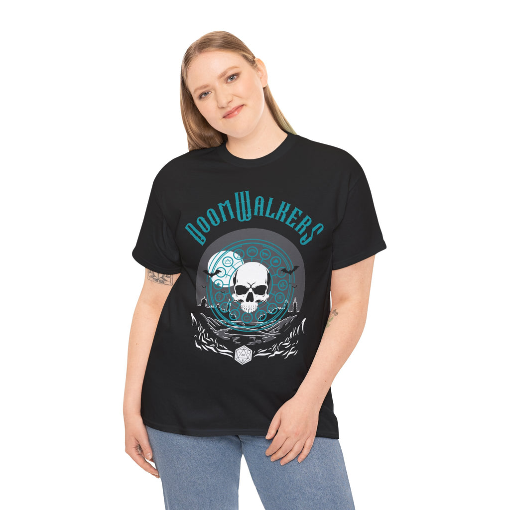 Doomwalkers Skull Moon T-shirt | Gothic Skull Night Scene, Bats