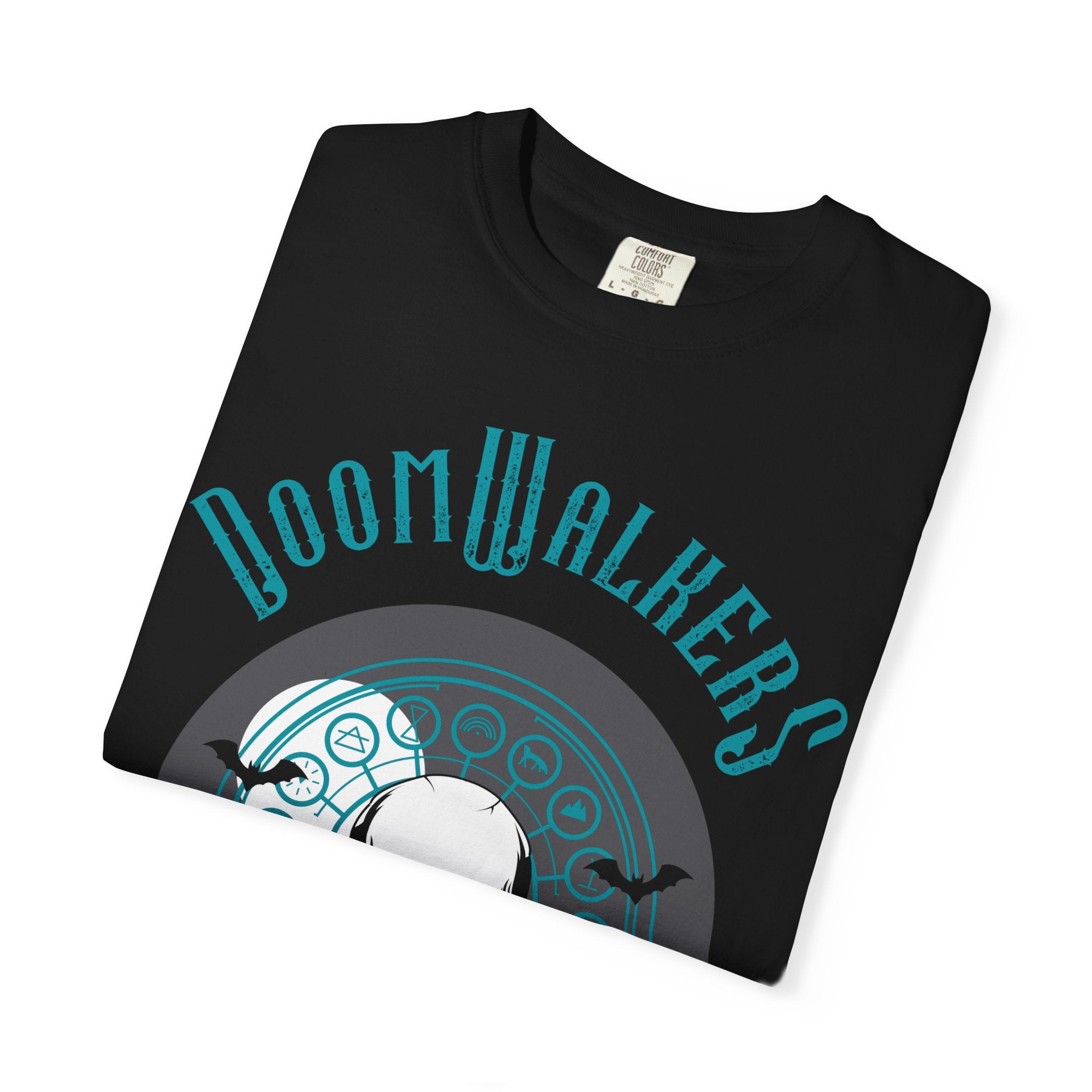 Doomwalkers Skull Moon T-shirt | Gothic Skull Night Scene, Bats