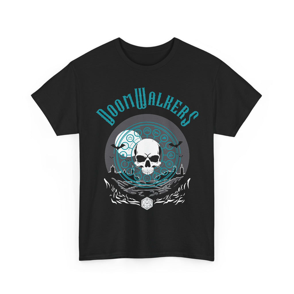 Doomwalkers Skull Moon T-shirt | Gothic Skull Night Scene, Bats